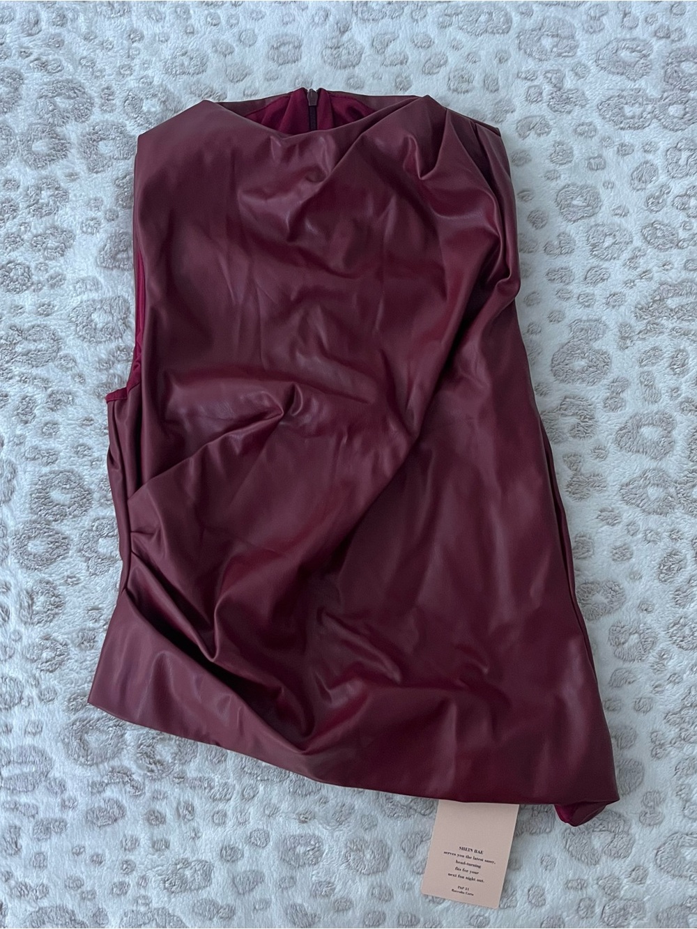 SHEIN Burgundy Faux Leather Tank Top